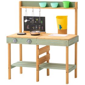 VEVOR Mud Kitchen for Kids, Wooden Toy Play Kitchen Set, Outdoor Toddler Grocery Store Playset, Pretend Play Kitchen with Planter Box, Stoves, Ta