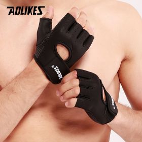 Aolikes 1pair Unisex Fitness Workout Gloves For Weightlifting Cycling Exercise Training Pull Ups Fitness Climbing And Rowing (Color: BLACK GREY, size: S)