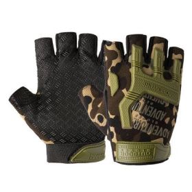 Military Airsoft Gloves Army Tactical Shooting Gloves Combat Men Outdoor Hiking Riding Anti-Slip Half / Full Finger Gloves (Color: CAMO, size: M)