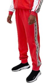 Weiv Mens Snake Side Tape Jogger Pants (Color: Red, size: 3XL)