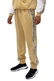 Weiv Mens Snake Side Tape Jogger Pants (Color: Khaki, size: XL)