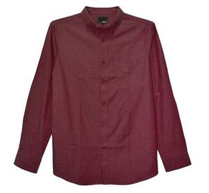 Weiv Men's Casual Long Sleeve Shirts (Color: BURGUNDY, size: S)