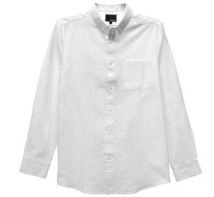 Weiv Men's Casual Long Sleeve Shirts (Color: White, size: L)