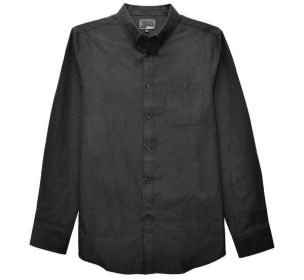 Weiv Men's Casual Long Sleeve Shirts (Color: Black, size: 2XL)