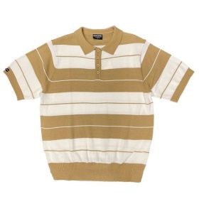 Charlie Brown Shirt Short Sleeve Polo (Color: KHAKI WHITE, size: M)