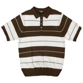 Charlie Brown Shirt Short Sleeve Polo (Color: BROWN WHITE, size: 3XL)