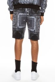 Weiv Mens Paisley Bandana Print Shorts (Color: Black, size: M)