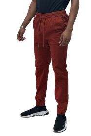 Weiv Mens Solid Stretch Cargo Jogger (Color: BURGUNDY, size: 2XL)