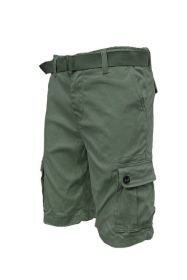 Weiv Mens Belted Cargo Shorts with Belt (Color: OLIVE, size: 38)