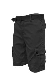 Weiv Mens Belted Cargo Shorts with Belt (Color: Black, size: 32)