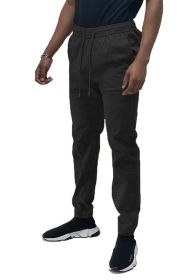 Weiv Mens Solid Stretch Cargo Jogger (Color: Black, size: 3XL)