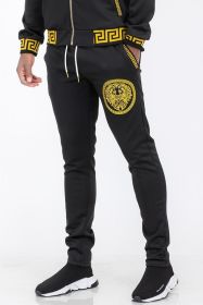 Black and Gold Detail Track Pants (Color: Red, size: 34)