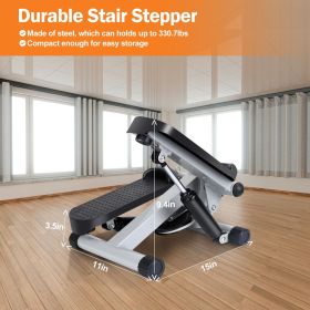 Stepper for Exercise Mini Fitness Stepper with 2 Resistance Bands LCD Monitor Max 330.7LBS Load Stair Stepper Quiet Stepper (Color: GREY)
